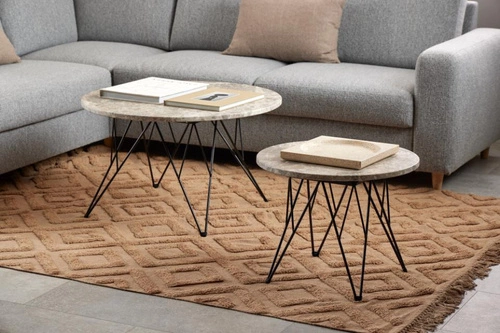 Konferenční stolek Prunus 55 cm šedý/černý mramor