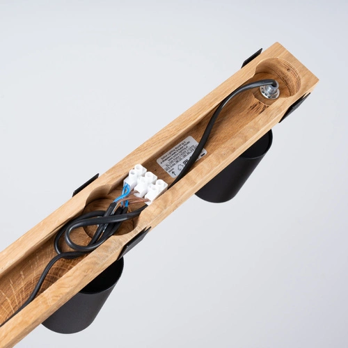 Stropní svítidlo FAGER 3 černé skandinávské s dřevem do obýváku a ložnice SOLLUX