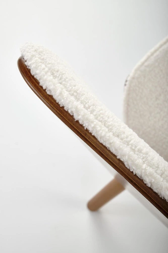 Dřevěná jídelní židle Sandrine Intesi krémová ořech čalouněná boucle vintage