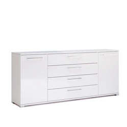 Komoda Flory 190 cm bílá lesk moderní se zásuvkami do obýváku Intesi