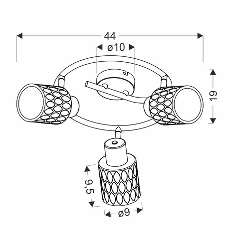 Stropní svítidlo Bill spirála černé sklo 3 světla do obýváku a kuchyně CANDELLUX