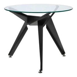 Kulatý skleněný stůl Troy 90 cm černý moderní do jídelny a obýváku loftový