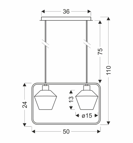 Závěsné svítidlo Niko černé 2x40W E27 čirý vroubkovaný difuzor