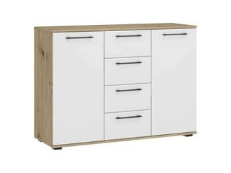 Komoda Harald se zásuvkami dub artisan bílá moderní do obýváku a ložnice 116 cm