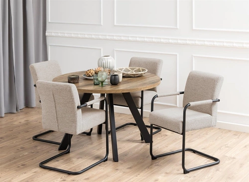 Čalouněná jídelní židle Adele Actona béžová s područkami na lyžinách moderní