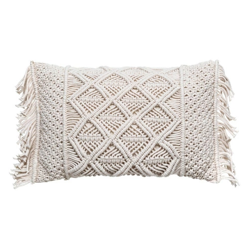 Dekorační polštář macramé boho 30x50 cm Atmosphera do obýváku z bavlny bílý