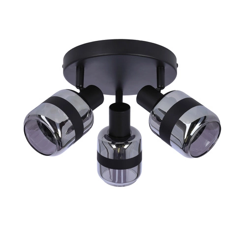 Stropní svítidlo Yuki moderní černá matná s kouřovým sklem do obýváku 33 cm