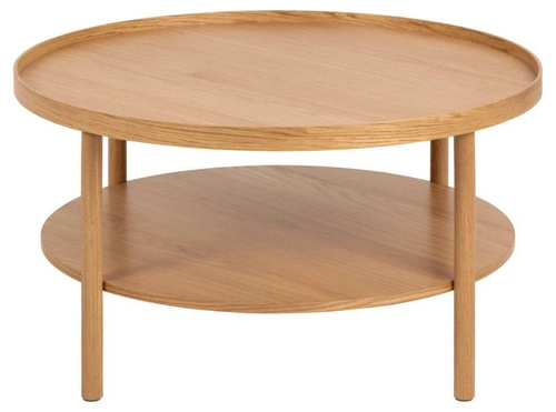 Konferenční stolek Banbury kulatý 80 cm dubový s policí moderní skandinávský do obýváku Actona