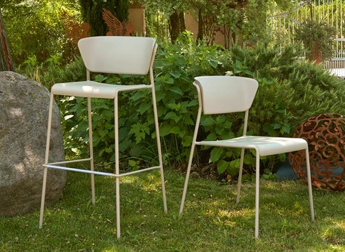 Barová židle s opěrkou Lisa 75 cm šedá moderní kovová stohovatelná do kuchyně a k ostrůvku SCAB Design