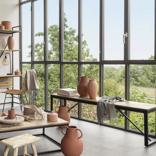 Lavice Edena z akáciového dřeva a kovu do předsíně a jídelny, 170 cm