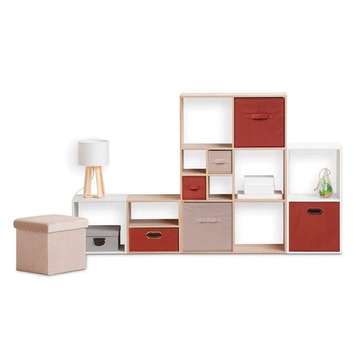 Textilní úložný box do police 31x15 béžový s kovovým úchytem 5five simply smart