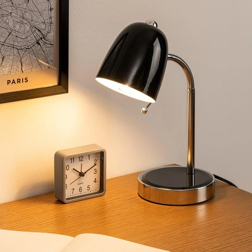 Noční lampička Izan černá kovová 35,5 cm moderní do ložnice a na stůl Atmosphera