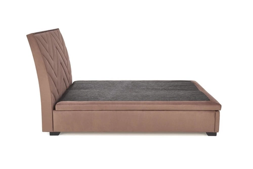 Čalouněná kontinentální postel 160x200 béžová s úložným prostorem do ložnice Intesi