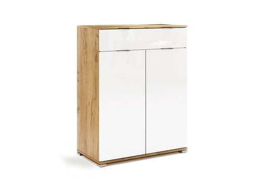 Komoda Tissa 80 cm bílý lesk se zásuvkami moderní do obýváku nebo ložnice Intesi