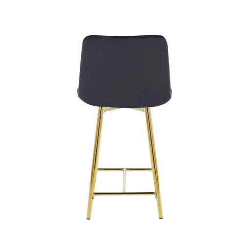 Barová židle Poly Low černý samet se zlatými nohami s opěrkou do kuchyně a jídelny Intesi