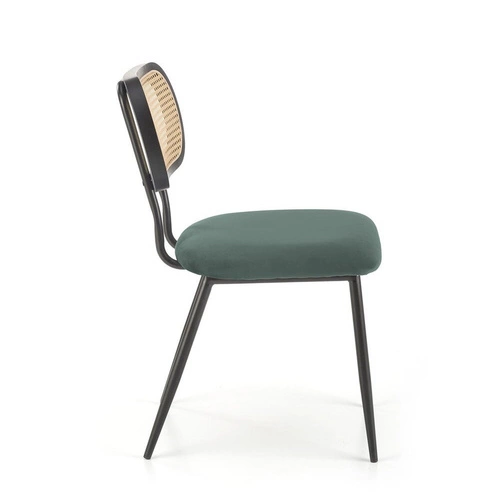 Čalouněná velurová židle Sophie zelená do jídelny a obýváku moderní na černých nohách