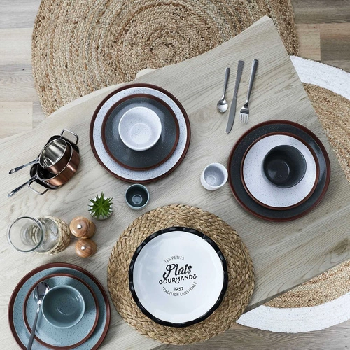 Keramický jídelní talíř Pavot 27 cm zelený moderní do jídelny vhodný do myčky Intesi