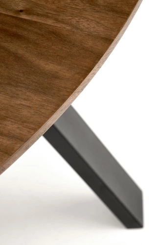 Jídelní kulatý stůl Ralik 120 cm ořechový s černými nohami moderní industriální