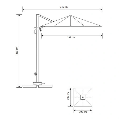 Zahradní slunečník Baza pískový House Nordic hliníkový skládací 295 cm