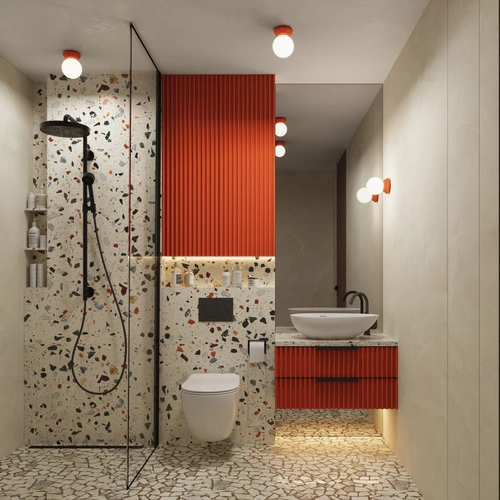 Stropní svítidlo ZORI IP44 kulaté broskvové do koupelny a kuchyně