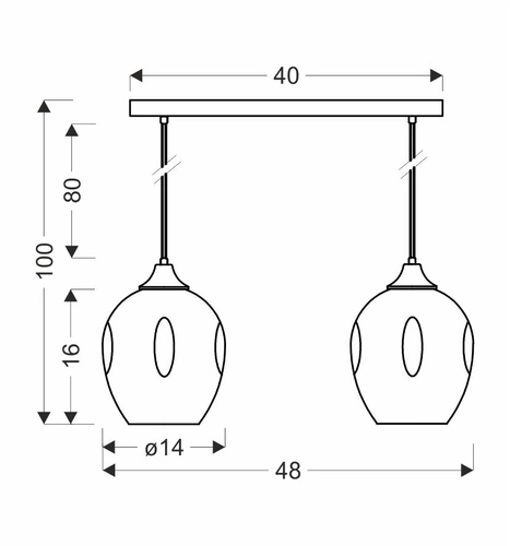 Závěsné svítidlo Aspa moderní skleněné hnědé dvoubodové do obýváku a jídelny
