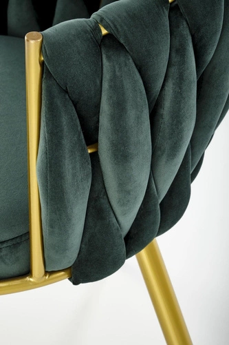 Jídelní židle Wendy zelený samet glamour na zlatých nohách moderní Intesi