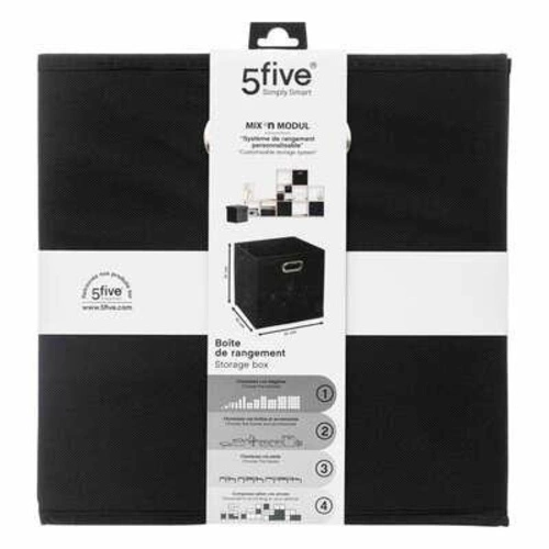 Textilní úložný box do regálu 31x31 cm černý s kovovým úchytkem 5five simply smart