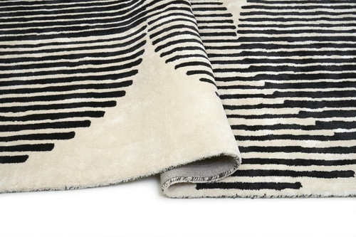 Moderní koberec do obývacího pokoje a ložnice Eclipse Ivory 200x300 ručně tkaný z viskózy černo-bílý