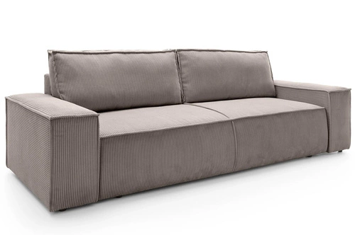 Rozkládací pohovka Molde z manšestru béžová s úložným prostorem a funkcí spaní do obýváku