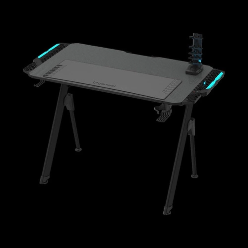 Herní stůl Falcon 1.4 černý moderní s držákem na sluchátka a USB stojanem Intesi