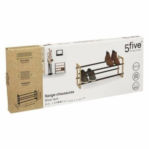 Regál na boty 5five simply smart z dřeva a kovu, nastavitelný, moderní, černo-přírodní