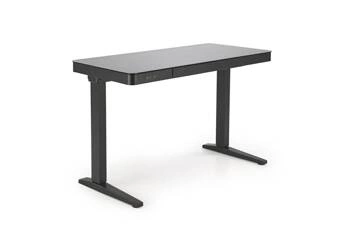 Moderní výškově nastavitelné skleněné psací stůl Alembe Intesi černý s USB portem
