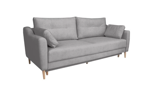 Rozkládací pohovka Bouley 3místná šedá s úložným prostorem a funkcí spaní do obývacího pokoje