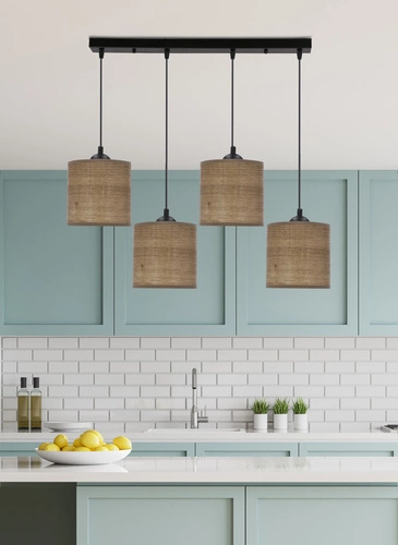 Legno černá 15 4x40W E27 stínidlo ořech závěsná lampa