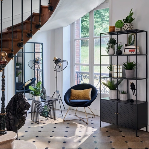 Sametové křeslo Evan černé