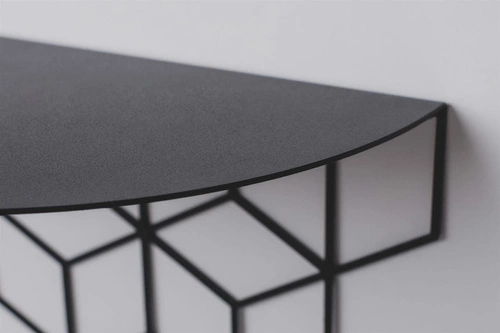 Stiga moderní černá kovová nástěnná police do obýváku a ložnice POLYHEDRA 28 cm