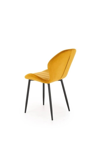 Čalouněná sametová židle Griviza Intesi hořčicová moderní do jídelny a obývacího pokoje