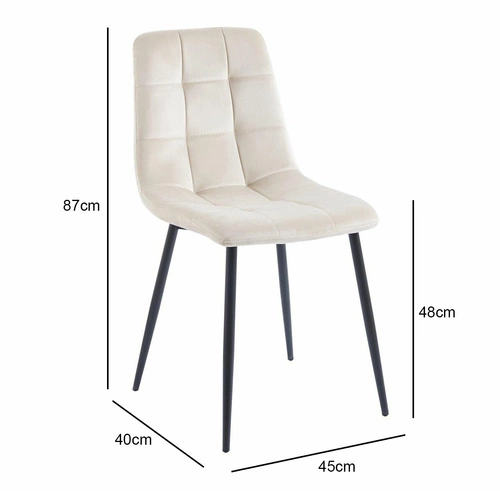 Čalouněná židle Caro Velvet béžová do jídelny a obýváku, sametová na černých nohách