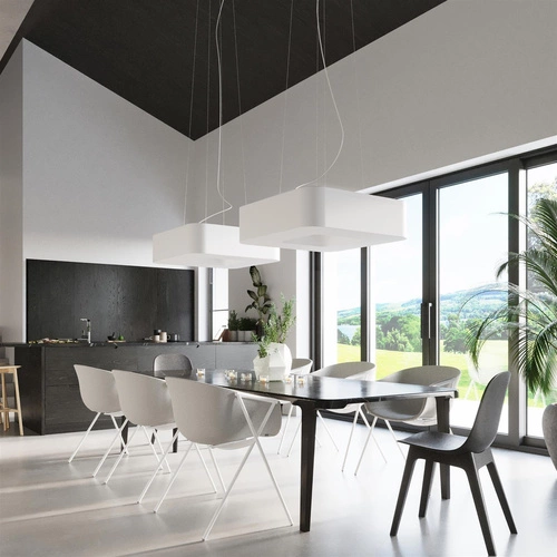 Moderní bílý lustr URANO 80 stropní svítidlo do obýváku a jídelny Sollux