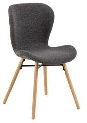 Čalouněná jídelní židle Batilda Actona antracitová skandinávská s dubovými nohami
