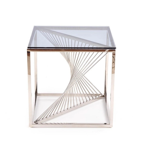 Konferenční stolek Infinity S čtvercový kouřové sklo moderní chrom do obýváku Intesi