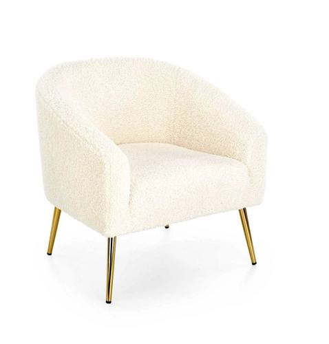 Relaxační křeslo Eder krémový samet do obýváku moderní s područkami Intesi