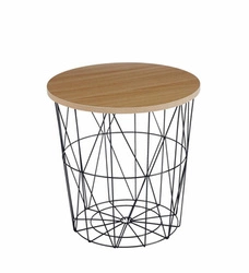 Kulaty konferenční stolek Salvatore 42 cm přírodní dub černý moderní do obýváku Intesi