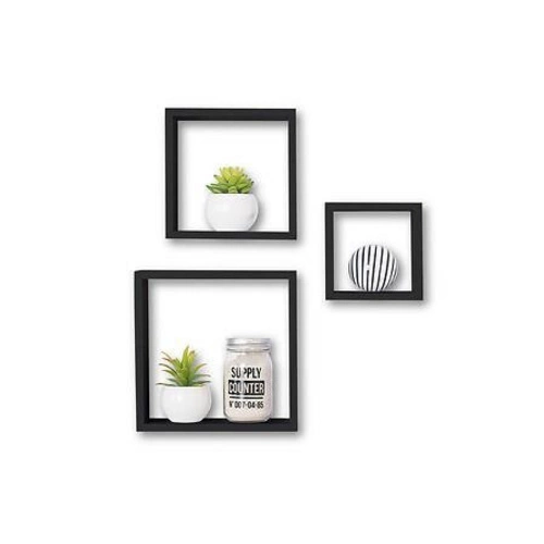 Sada 3 černých nástěnných polic Fixy S loftových na knihy a dekorace do obýváku 5five