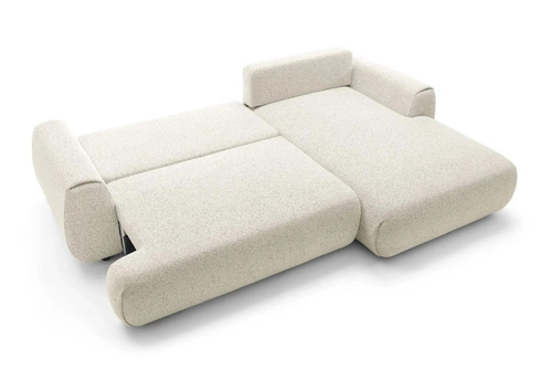 Rohová rozkládací pohovka do obýváku Ljung pravá moderní béžová s úložným prostorem Intesi