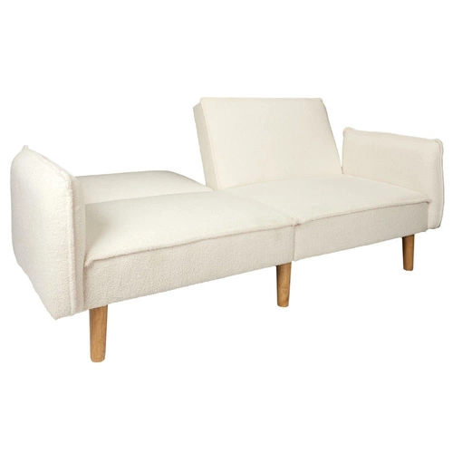 Rozkládací pohovka s funkcí spaní Boghena béžová skandinávská dvoumístná do obýváku na vysokých nožkách