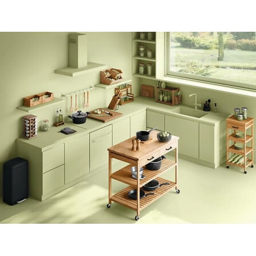 Dávkovač na mycí prostředek Blackwood černý s houbičkou a kartáčem do kuchyně 5five