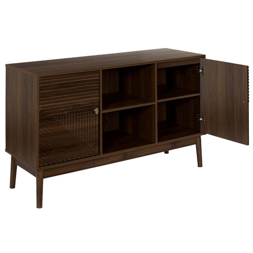 Komoda Tiffany s drážkovaným povrchem ořech 120 cm na vysokých nohách do obýváku Intesi