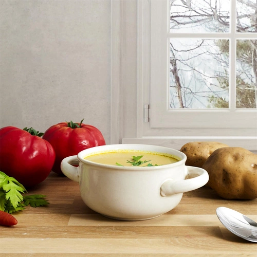 Bulionová miska Temps Intesi bílá 600ml keramická miska na polévku s oušky do jídelny