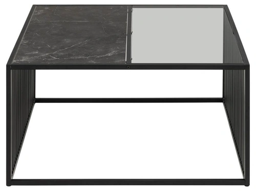 Konferenční stolek Strington 80x80 černý skleněný loftový do obýváku